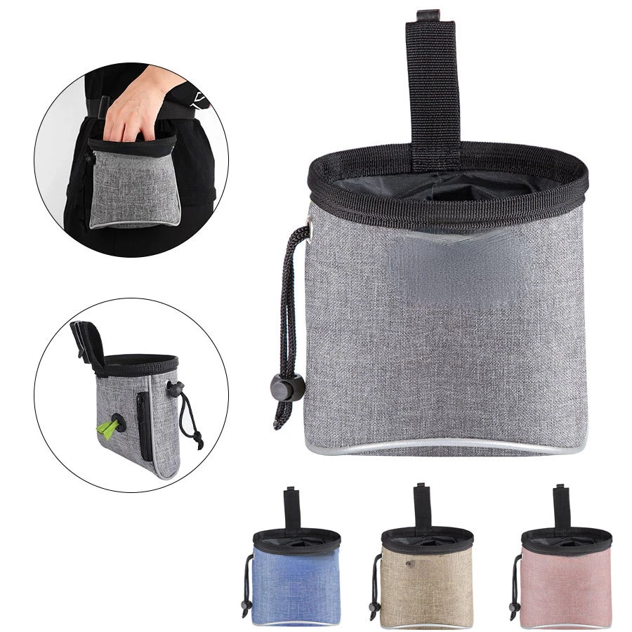 Bolsa portátil para entrenamiento de perros, bolsa reflectante para cachorros, riñonera de recompensa, bolsillo para alimentación de mascotas, bolsa para aperitivos para caminar, suministros desmontables