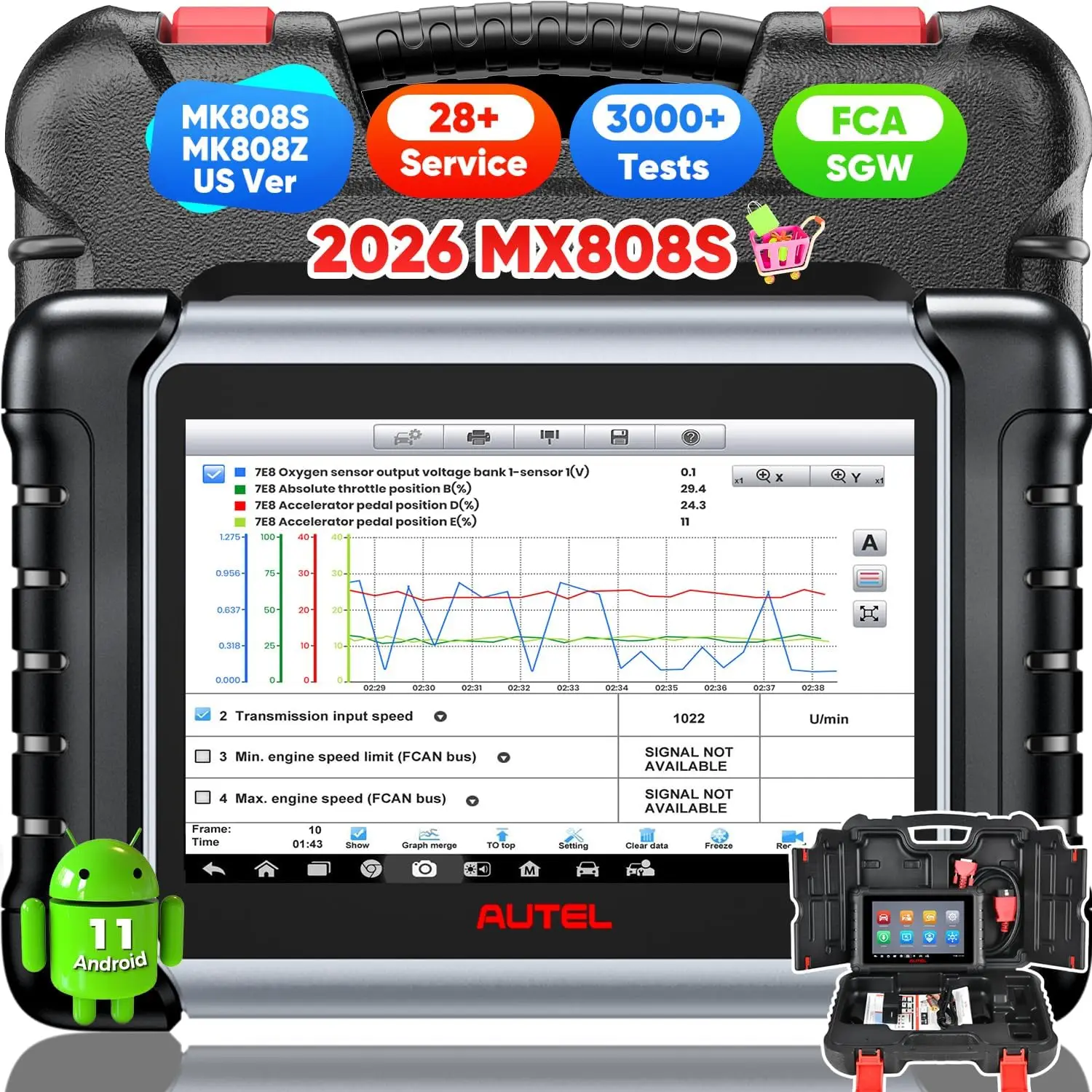 Image of Autel Scanner MaxiCheck MX808S US-Version von MaxiCOM MK808S MK808Z Vollständiges bidirektionales Diagnose-Scan-Tool wie MK900 MX900 MK900BT MK808BT PRO 3K+ Aktiver Test 28+ Service OE Alle Systeme