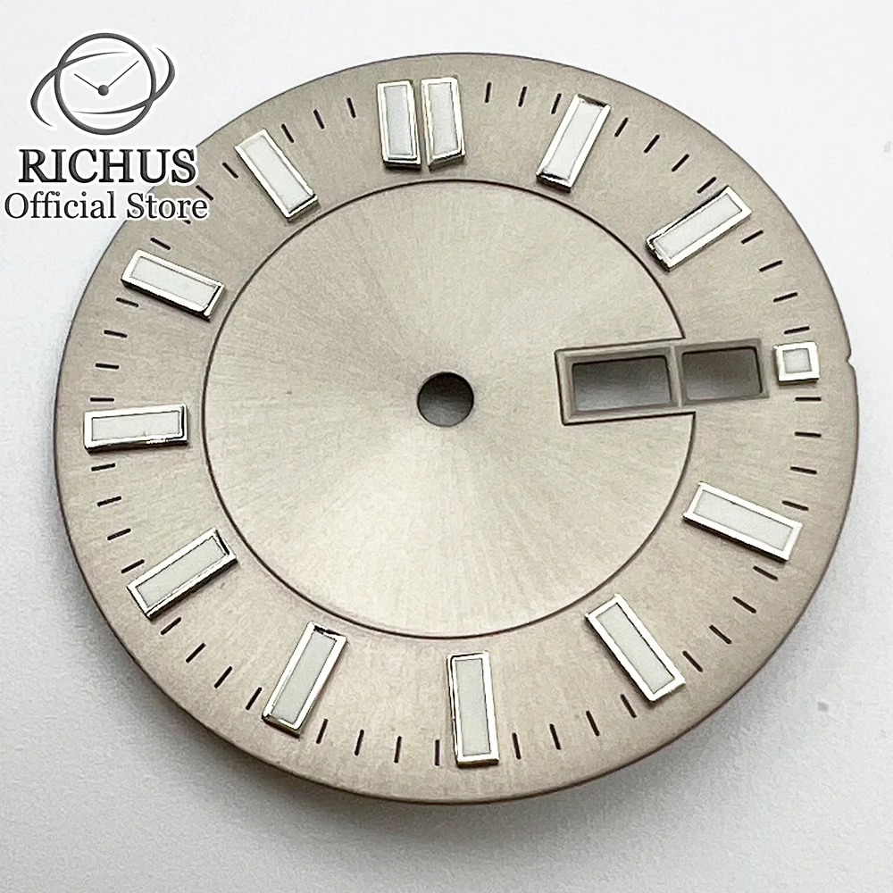 31mm watch Dial with date window Green luminous face fit NH36 NH36A Movement