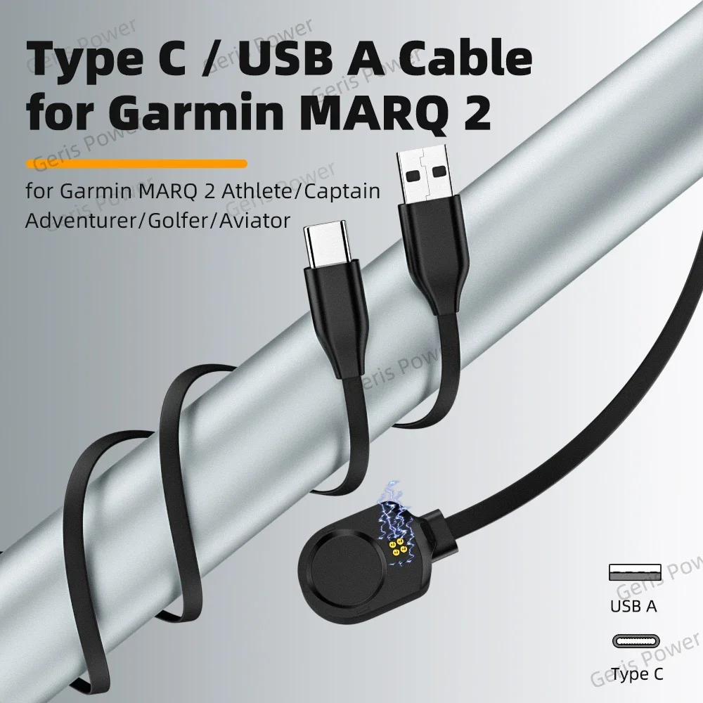 ساعة قفص الاتهام شاحن محول ل Garmin MARQ 2 Gen2 ، USB-A نوع C شاحن محول ، منفذ USB ، كابل شحن للرياضة