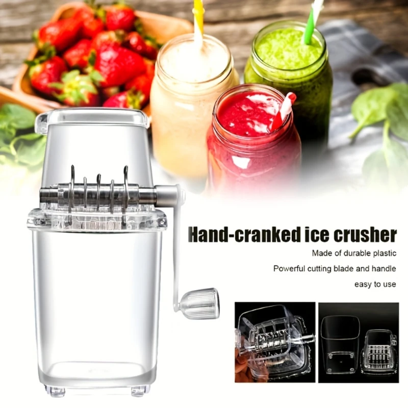 

Sturdy Manual Ice Crusher with Clear Acrylic Design - Ideal for Cocktails, Smoothies, Home Bars, Parties - Easy to Use & Clean