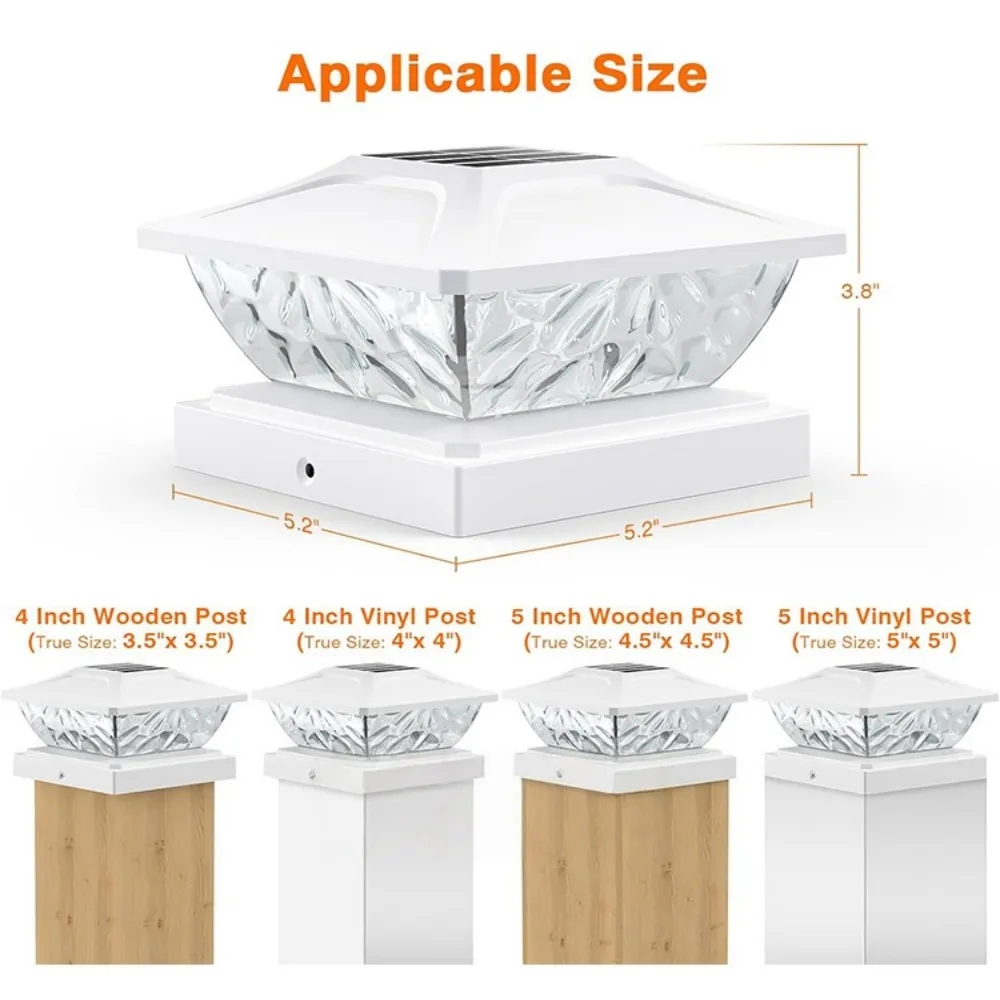 ثنائي اللون أبيض ودافئ يعمل بالطاقة الشمسية مربع آخر غطاء ضوء سياج أضواء للأرضيات مقاوم للماء IP65 إضاءة حديقة خارجية 1/2 حزمة #5