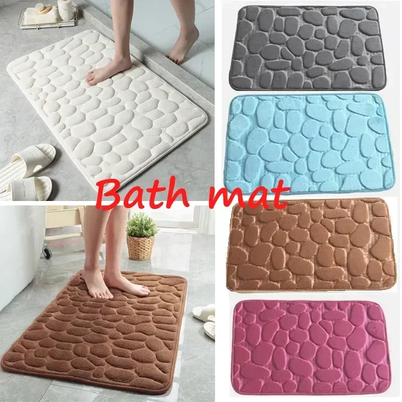 

Bath Mat Super Absorbent Floor Mats Bathroom Rug Cobblestone Embossed Foam Mat Bathtub Floor Rug Shower Room Doormat Non Slip