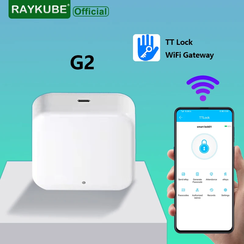 RAYKUBE G2 Gateway For TT Lock APP Bluetooth Smart Electronic Door Lock Wifi Adapter Remote Control for Smart Home