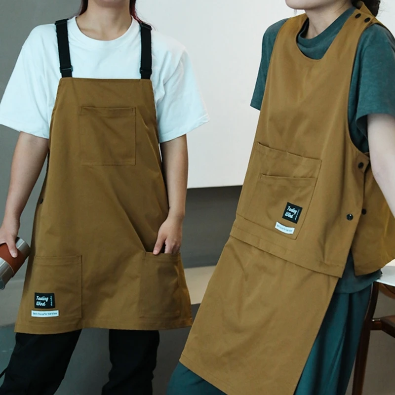 

Multipurpose Work Apron with Convenient Tool Pockets Adjustable Size Polyester Apron Vest Work Wear for Kitchen