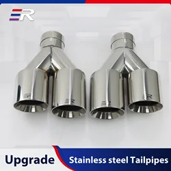 ER Exhaust Tip Double Outlet Exhaust Pipe Nozzle Upgrade Car Decoration Stainless tail Pipes Muffler modify