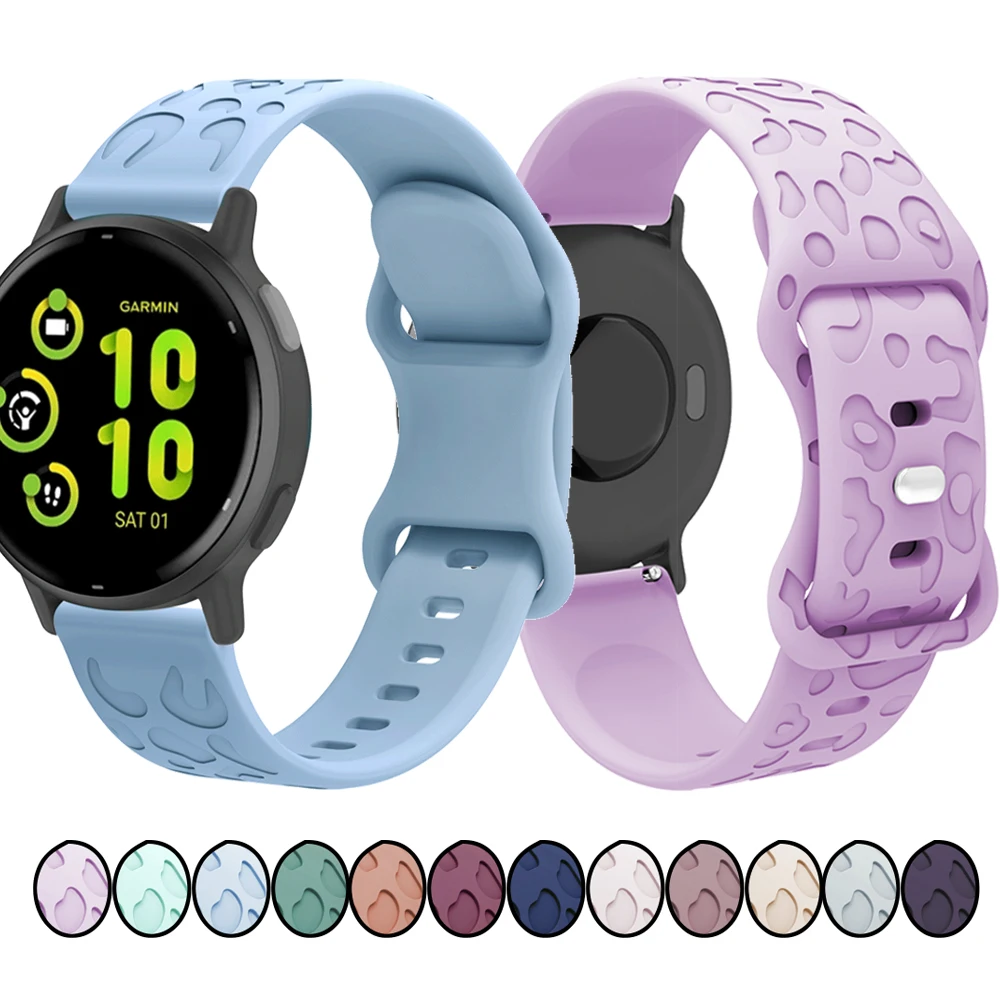 For Forerunner 165/165 Music |  For Garmin Venu 3/3s Strap Silicone Watchband With Leopard Texture 18/20/22mm Wristband