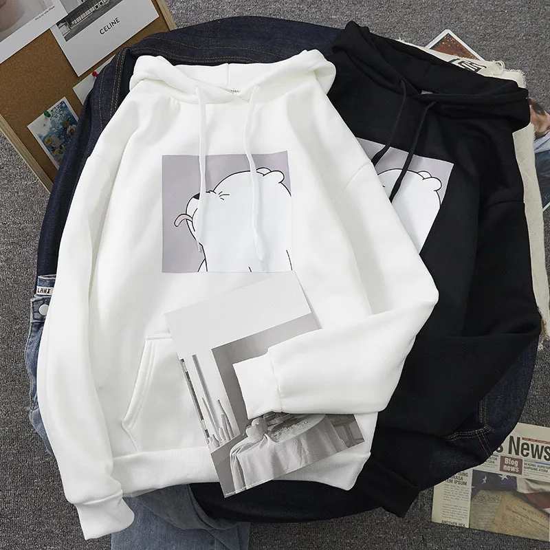 2026 Neuer Stil Kleine Weiße Bären Hoodies Damen Ulzzang Korea Frauen Pullover Grafik Streetwear – Detail 2
