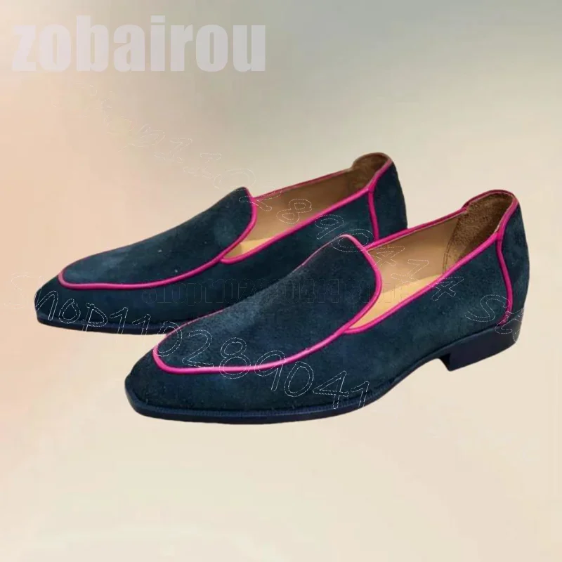 

Blue Suede Square Toe Low Top Penny Loafers Fashion Slip On Men Shoes Luxurious Handmade Party Banquet Dating Men Casual Shoes
