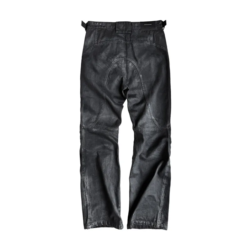 HKSH Spring Autumn New Men Tide Wax Coated Spliced Washed Pleated Deconstructed Jeans Trendy Dark Chic Punk Denim Pants HK18462