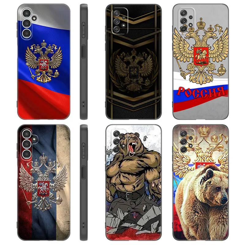 Russia Flag Emblem Case For Samsung A13 A22 A24 A32 4G A23 A25 A34 A35 A52S A53 A54 A55 A73 5G A12 A14 A15 A31 A33 A50 A51 A72