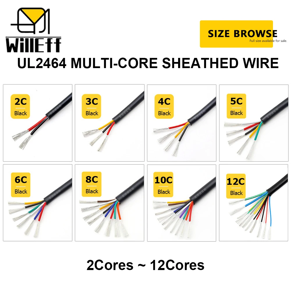 2Cores Jacket wire Black Jacket Cable 5V 10V 12V DC Electrical Power supply Sheath wires Speaker audio Electric extension cable