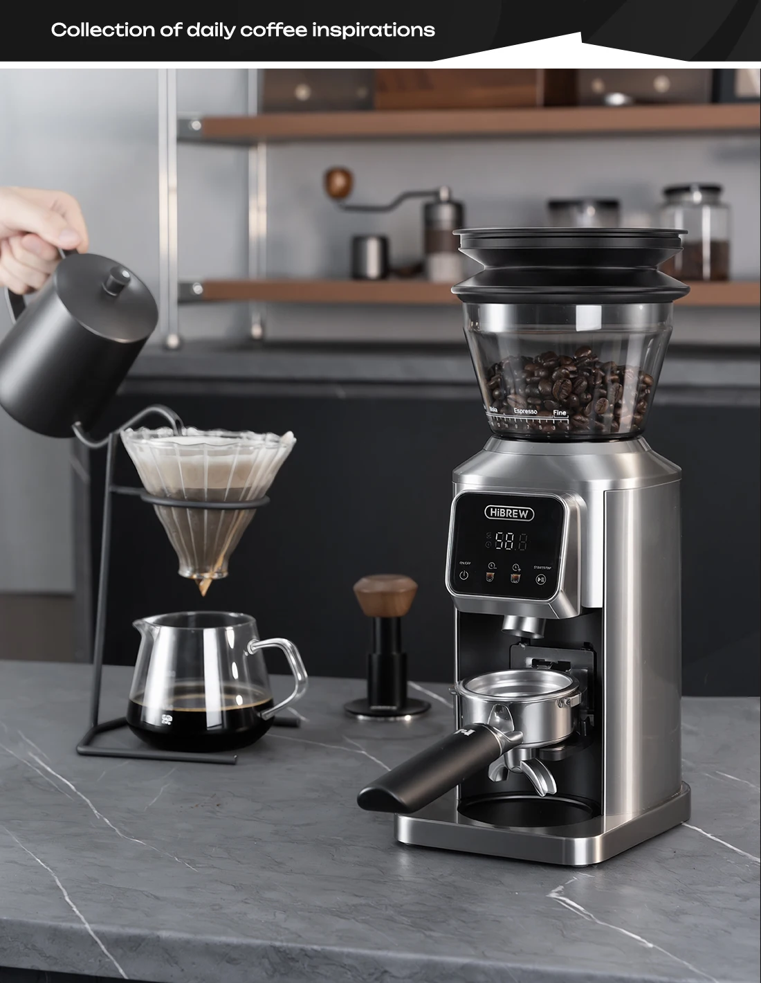 HiBREW G3 Plus 48mm Konische Mahlscheiben Elektrische Kaffeemühle Kompakte Tragbare Kaffeebohnenmühle für Espresso und Türkischen Kaffee – Detail 30