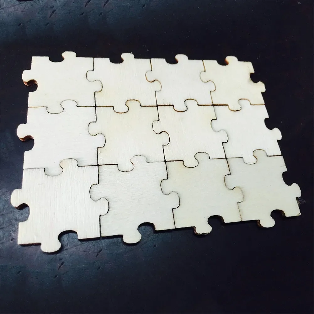 100pcs 30mm 1.18inch Wood Blank Puzzles, Wood Pieces Cutouts Unpainted for Handmade Rustic Wedding Guest Book Puzzle #