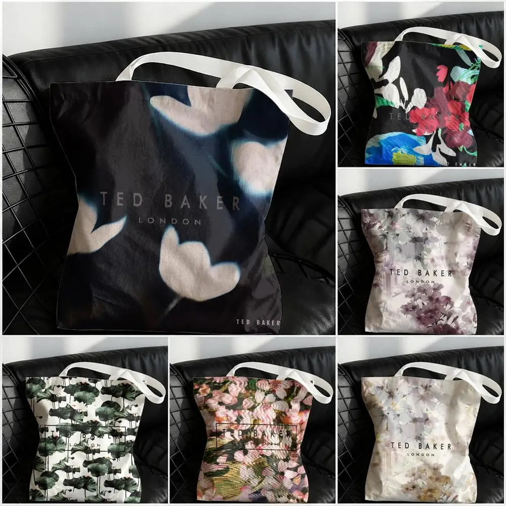 Fashion T-Ted Baker Storage Bags Large Structured Canvas Tote Bag Reusable Shopping Shoulder Bag Casual Handbag