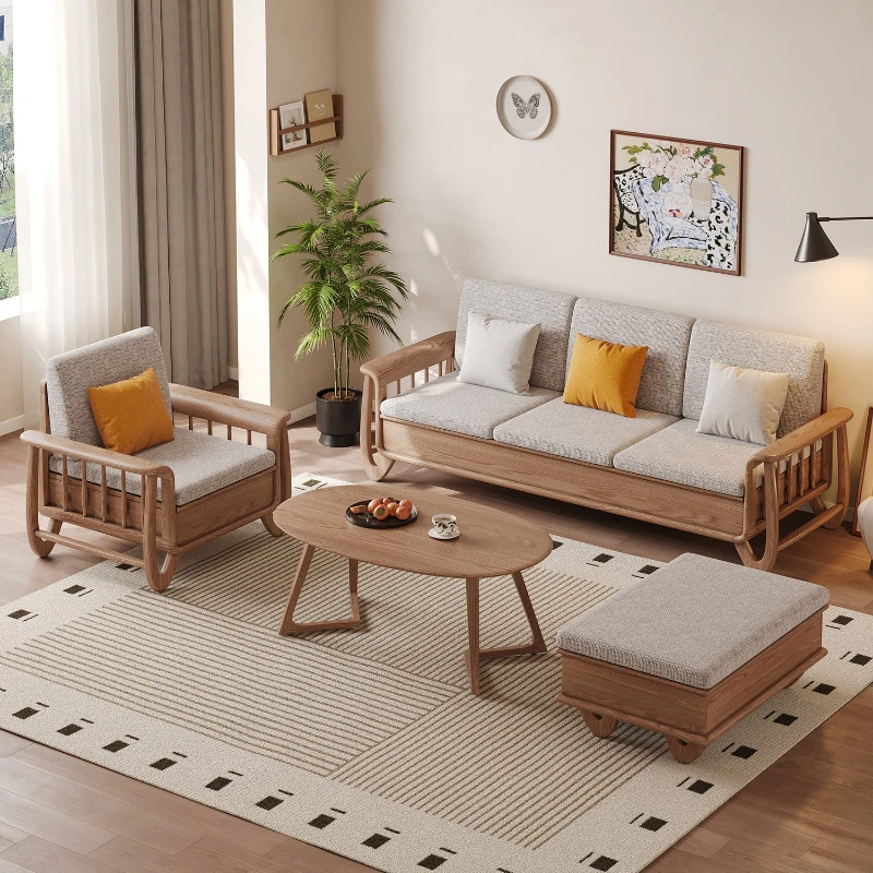 Winter and summer corner sofa New Chinese Nordic small apartment inline row high box storage solid wood sofa