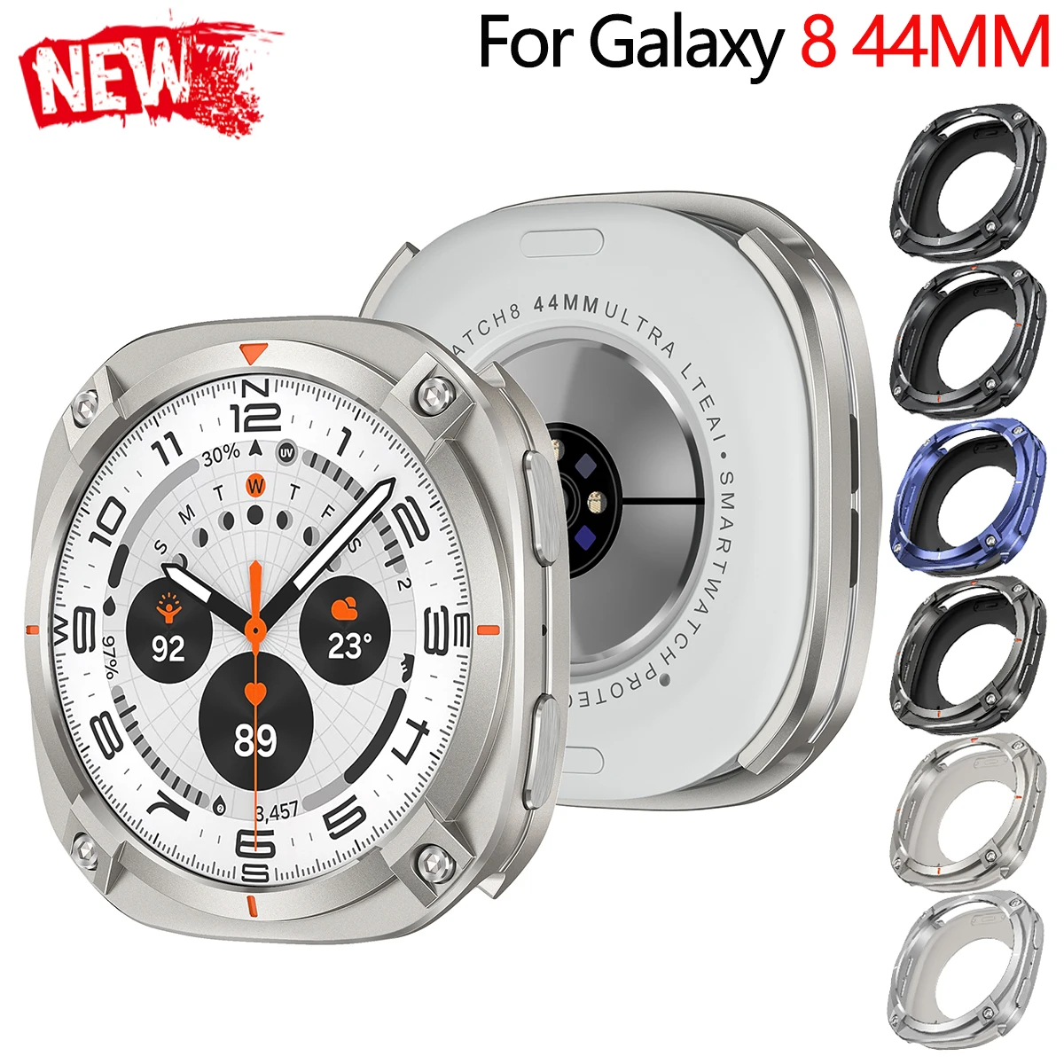 Luxury Men Armor Case for Samsung Galaxy Watch 8 44mm Zinc Alloy+PC Cover Bumper Frame for Galaxy Watch 8 Shell Metal Protector