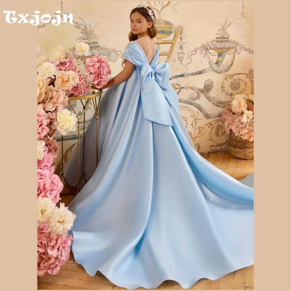 Girl's Satin Ball Gown Flower Girl Wedding New Christmas Princess Dress Toddler Teens Child Vestido Birthday Party Clothes 3-16Y