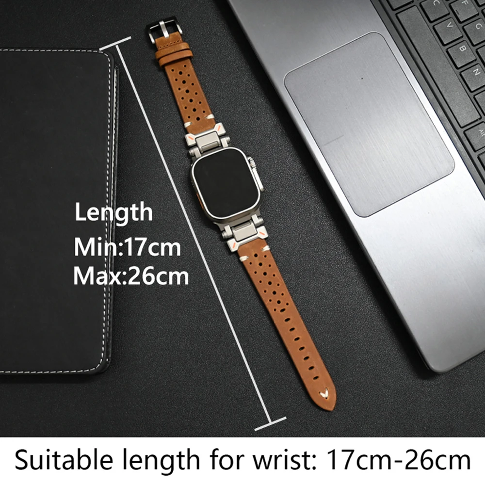 Genuine Leather Band for Apple Watch Ultra 2 49mm Series 9 8 7 45mm Correa Strap for iWatch 6 5 4 Se 3 44mm 42mm ultra Bracelet