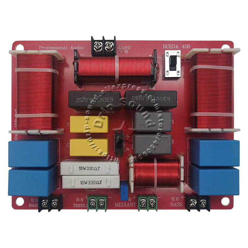 2 Buah 350W 3 Cara 4 Unit Speaker Pembagi Frekuensi Tweeter Filter Bass Ganda Jarak Menengah Frekuensi Crossover Dapat Disesuaikan