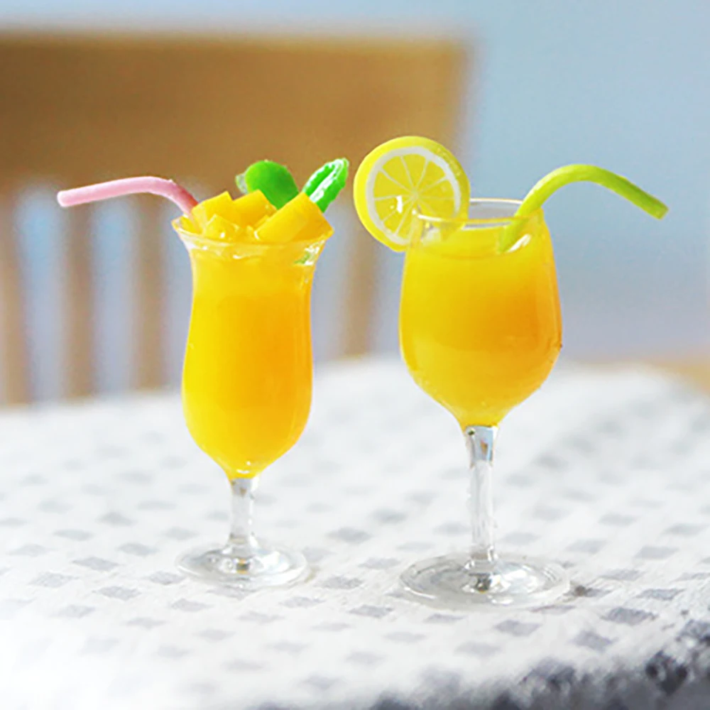 1Pcs 1/12 Dollhouse Miniature Accessories Mini Resin Orange Mango Smoothies Cup Drinks Model Doll House Decoration ob11 bjd