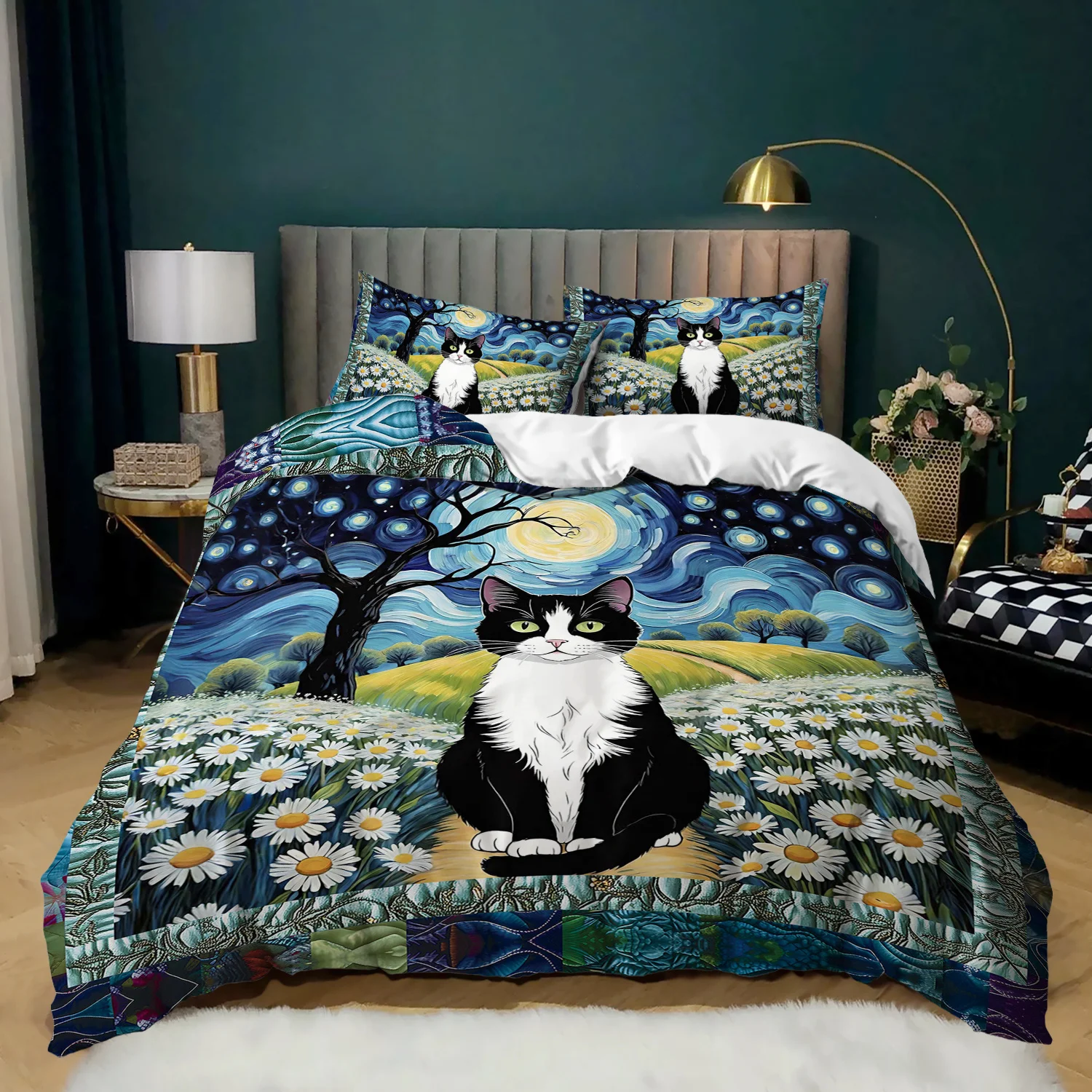 3-pieces-doux-confortable-nuit-etoilee-chat-literie-housse-de-couette-ensemble-van-gogh-chat-literie-couette-ensemble-patchwork-theme-lit-couette-ensemble-boheme