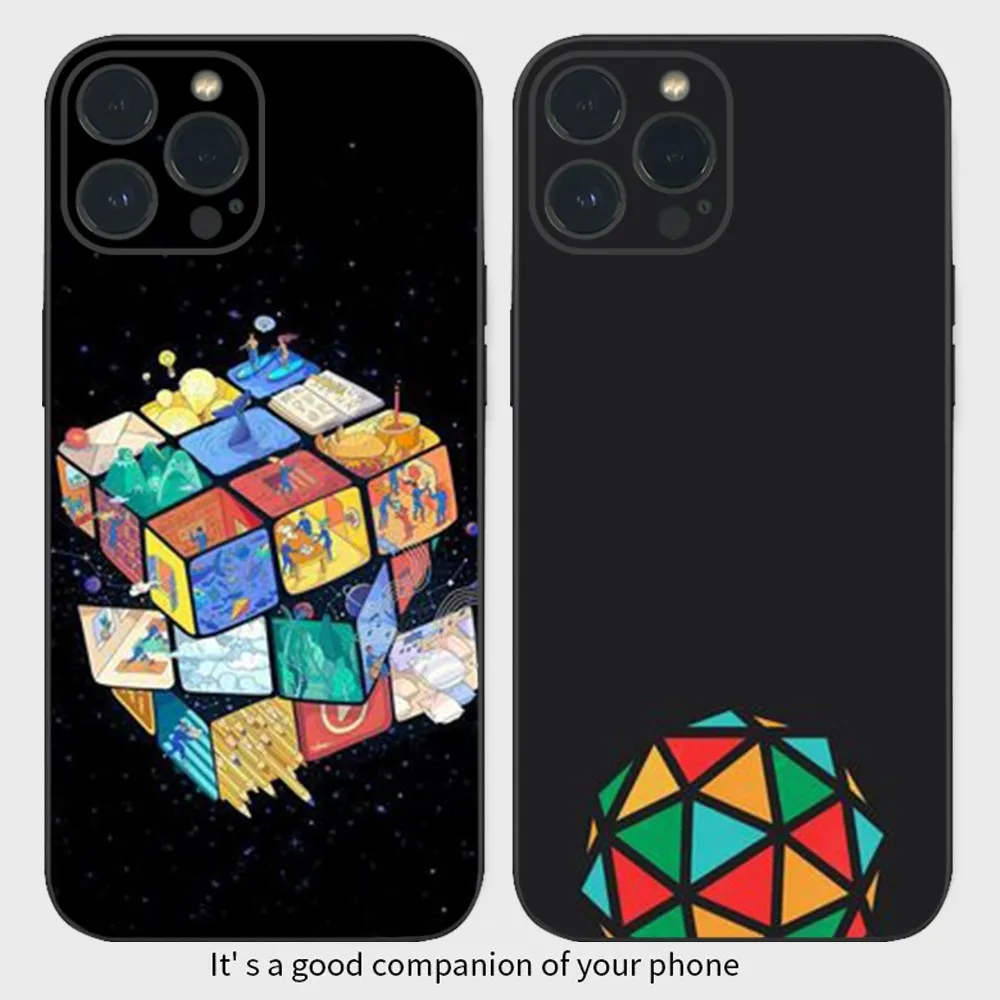 Funny-R-Rubiks-C-Cube Phone Case  For iPhone15 14 13 12 Mini 11 Pro XS Max X XR SE5 6 7 8 Plus Soft Silicone Cover