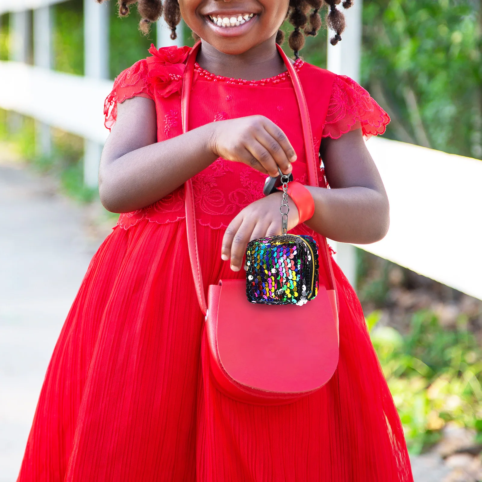 4 قطعة محفظة نسائية للعملات المعدنية بالترتر للأطفال سحاب إغلاق متعدد الألوان محفظة أطفال صغيرة حقيبة تخزين للعملات المعدنية إكسسوارات السفر