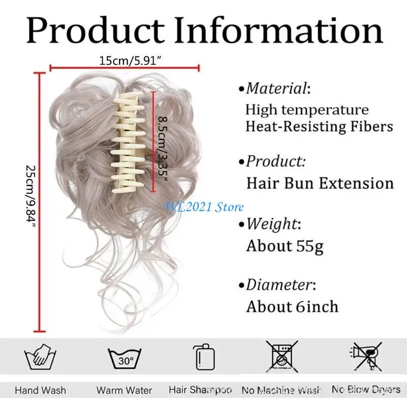 G5GC مخلب مقطع شعر فوضوي كعكة المشبك المربحي مجعد البسكويت الشعر الطبيعية امتدادات الشعر للنساء الشعر الاصطناعية #6