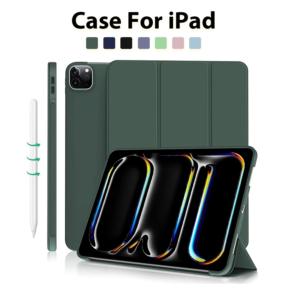 Case For iPad 10th 10 Generation Pro 13 11 M4 2024 12.9 12 9 Funda For iPad Air 5 4 3 9th 8th 7th 10.9 10.2 Mini 6 5 Stand Cover