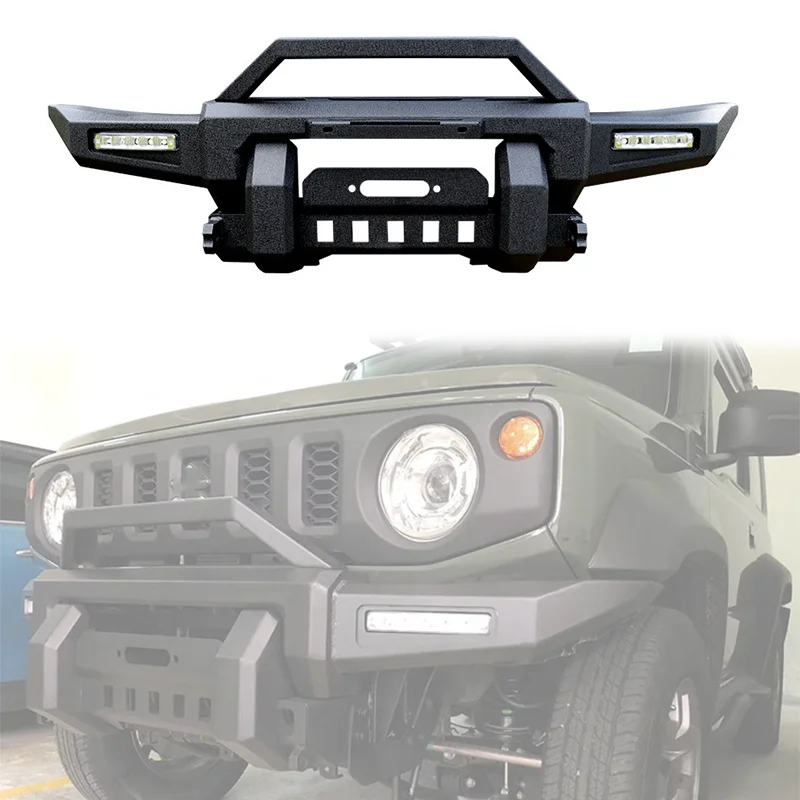 

3/5Door 19-24 Steel Aluminum Front Bumper Guard With Light Bull Bar For Suzuki 4th Gen Jimny Sierra JB64 JB74 JC74