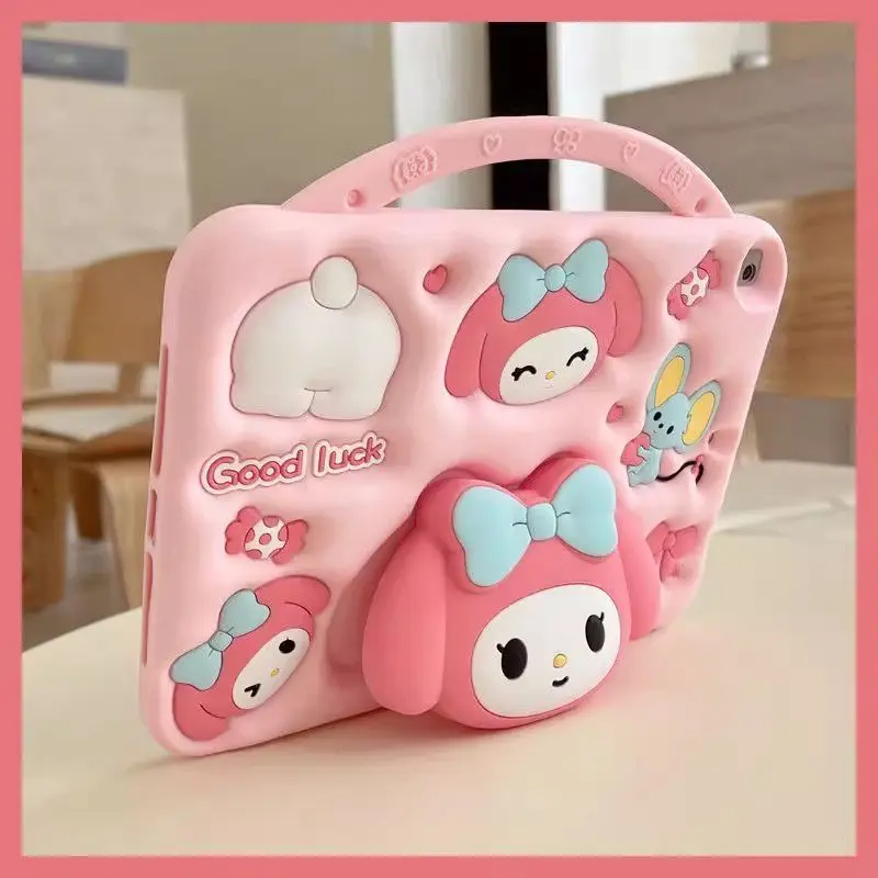 

Sanrio Melody милое девчачье сердце Apple защита для iPad Mini6 студенческий настольный портативный Air4 силиконовый мультяшный мягкий чехол против падения