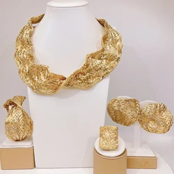 The latest Unique weaving Jewelry set charm Collar Brazalete Aretes Anillo Discount 4PC Set Free Shipping for navidad Christmas