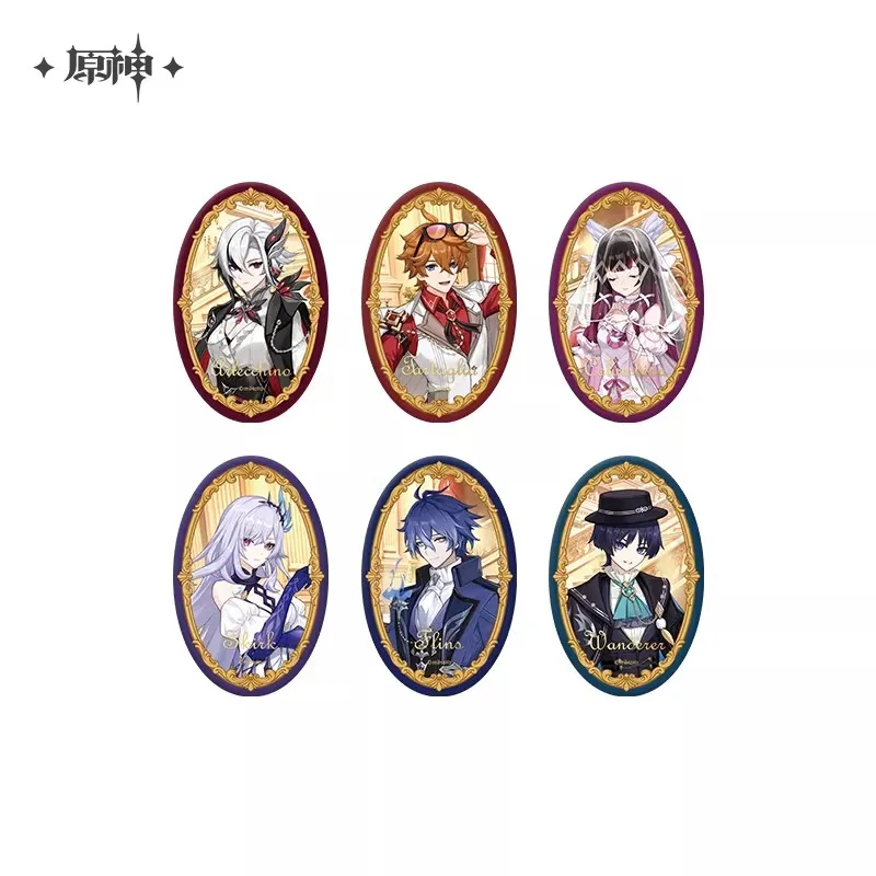 [Genuine] miHoYo Game Genshin Impact Wanderer Tartaglia Flins Skirk Anime Badge Keychain Prop Cartoon Brooch Cosplay Xmas Gifts