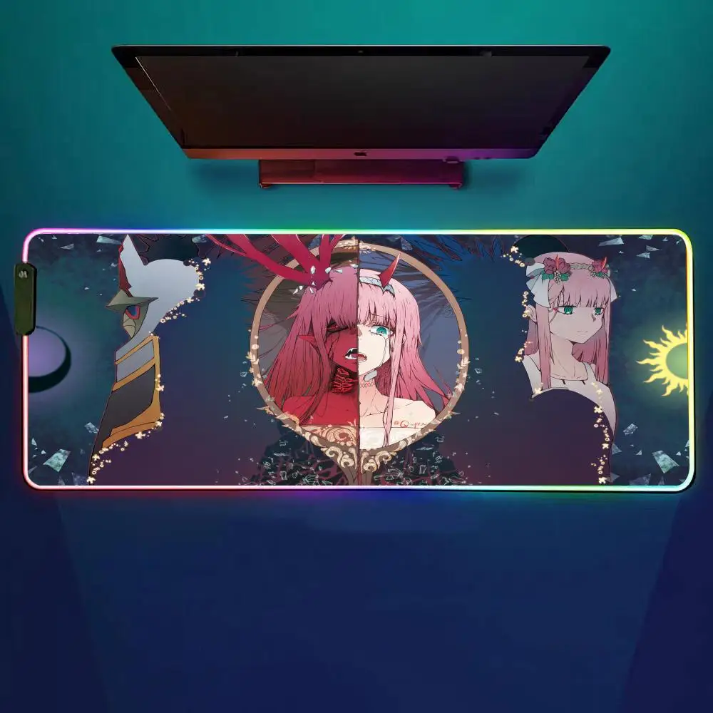 

ANIME Darling In The Franxx Mouse Pad RGB Gaming Mouse Pad Desk Mat HD Gamer Large LED Light XXL MousePads