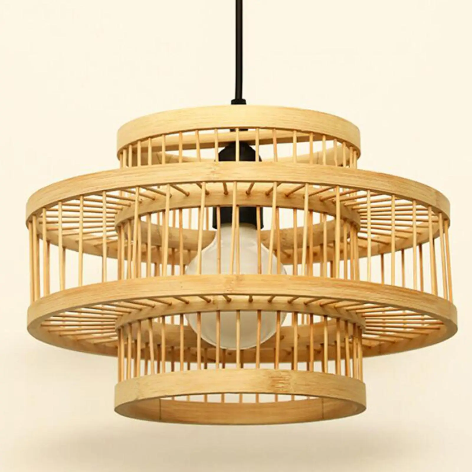 Handwoven Bamboo Lamp Shade Ceiling Light Cover Chandelier Rustic Retro Style