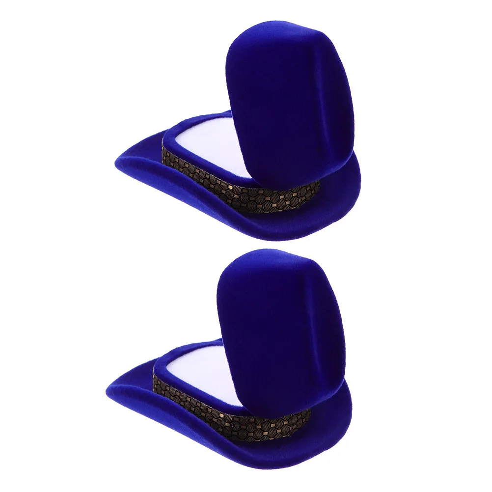 

Набор из 2 штук: Декоративные шкатулки для украшений в форме ковбойских шляп в западном стиле, подставки для колец, кейсы для хранения ожерелий и серег