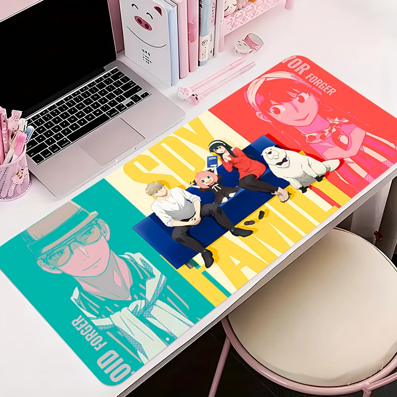 لوحة ماوس ألعاب مضادة للانزلاق أنيمي حصيرة مكتبية ملحقات ألعاب الكمبيوتر اللوحي وسادة كبيرة S-spy X Family HD Mousepad ممتدة لوحة المفاتيح حصيرة