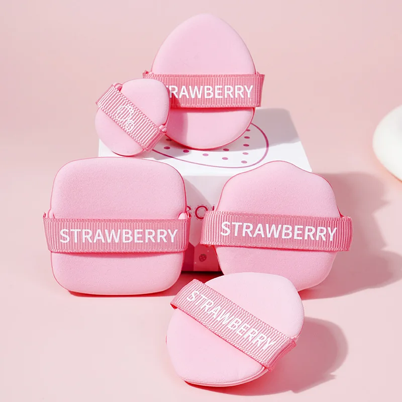 Juego de esponjas cosméticas de fresa, base de maquillaje suave de doble cara para mujer, esponja de maquillaje grande súper suave sin comer en polvo