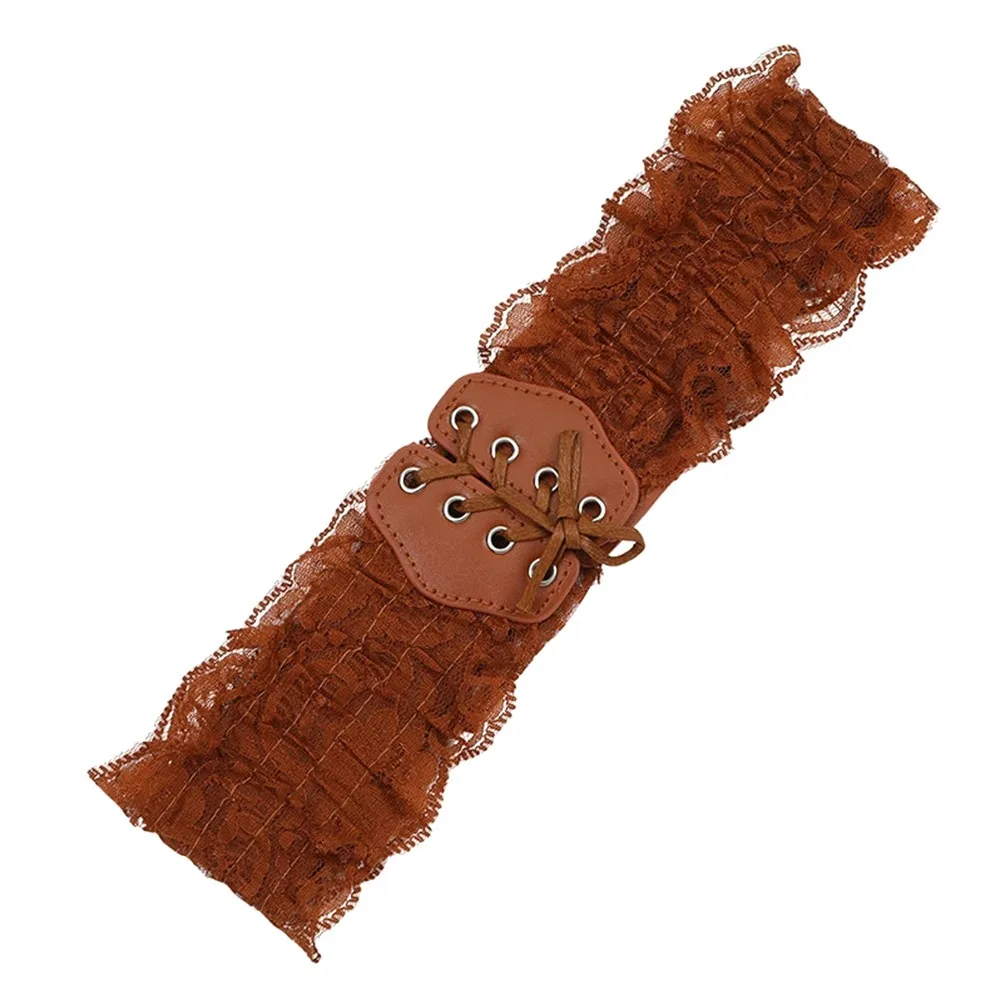 레트로 레이스 와이드 허리 벨트 한국 버전 DIY 스트레치 허리띠 장식용 탄성 허리 밴드 여성용 레이디 소녀 신부용