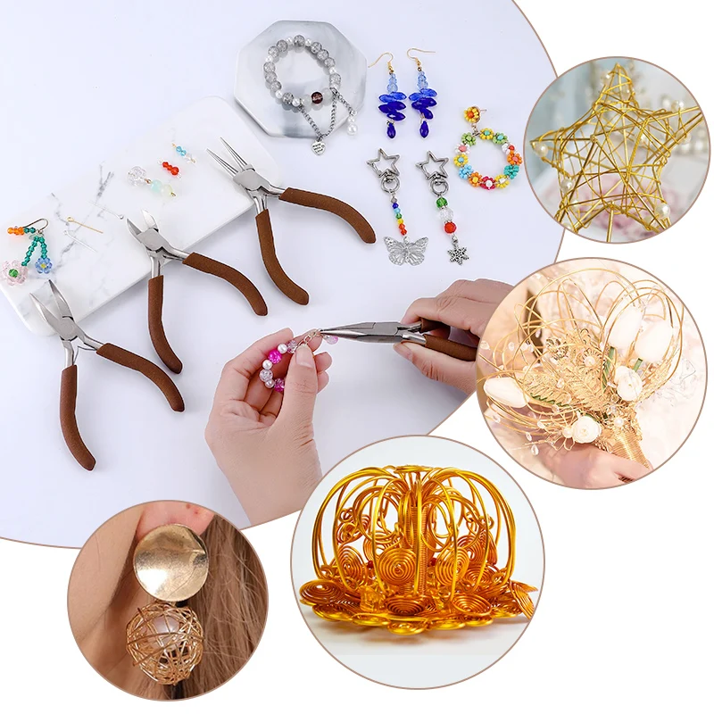 전문 보석 제작 도구 니들 노즈 플라이어 라운드 와이어 커터 DIY 공예 비딩용 - 3
