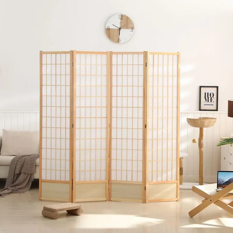 Japanese Style Folding Screen Partition Mobile Grid Room Divider for Living Room Bedroom Curtain Baffle Wall Decor