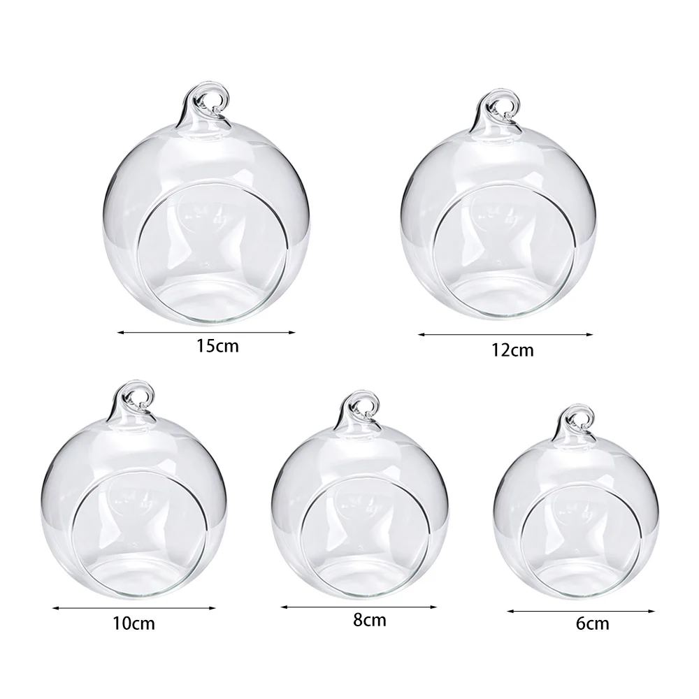 Transparent Hanging Glass Vases Clear Borosilicate Glass Hanging Tealight Holder 6/8/10/12/15cm Ball Glass Planter