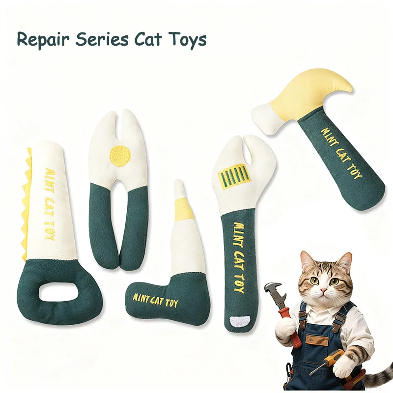 5-Piece Realistic Tool Cat Toy Set with Catnip Soft  Self-entertainment Teeth Grinding Teasing Cat Interactive Toys Kitten Stuff