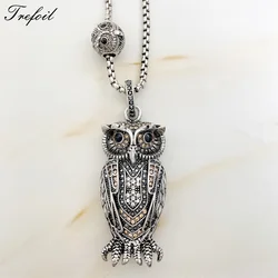 Link Chain Pendant Necklace Big and Small Owl 925 Sterling Silver Fine Jewelry European Romantic Trendy Gift For Women Girls