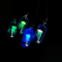 Marine Animal Long Necklace Luminous Jellyfish Pendant Necklace Jewelry