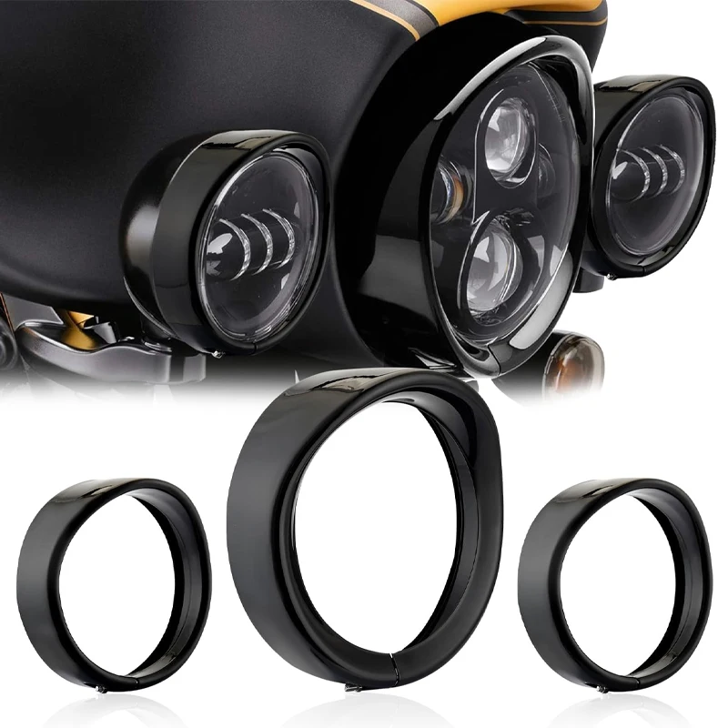 

New 7" Headlight 4.5" Passing Lights Lamps Trim Ring Bezel Visor Cover for Moto Harley Electra Glide Road King FLHTC