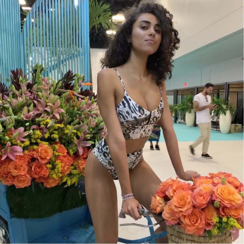 

New European and American Style Women's Two-Piece Swimsuit Printed High-Waisted Sexy AliExpress Swimwear Bikini