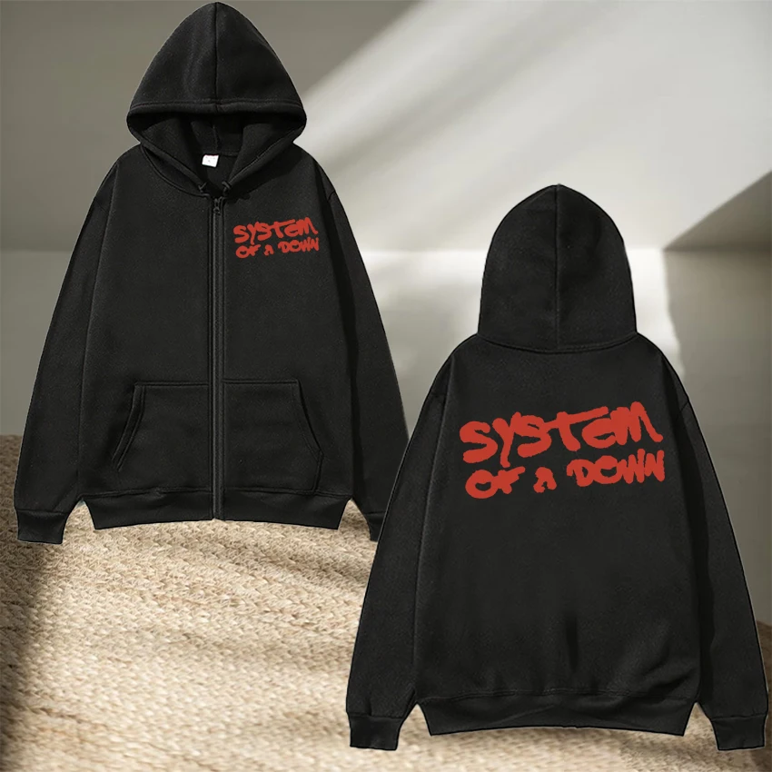 

Alternative Rock Band System Of A Down fashion print Zipper Hoodie Men women harajuku Casual Coat Unisex Winter jacket pullover