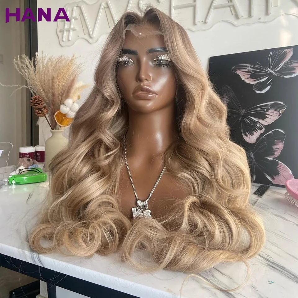 

Highlights Ash Blonde Colored Body Wave 13x4 13x6 Lace Frontal Wig Pre-Plucked Remy 5x7 Lace Closure Human Hair Wig For Women